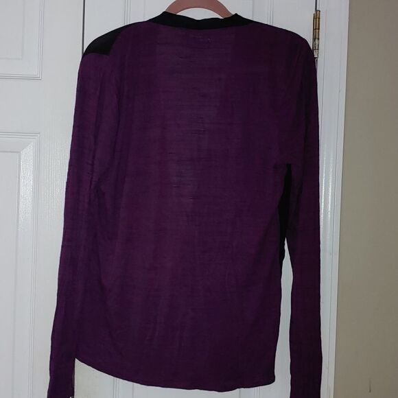 Maurices purple black drape open low cut blouse Sz XL Sheer solid black - Picture 4 of 4